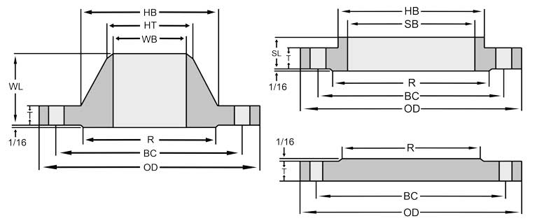 ASME B16.5 Class 150 Dimensions